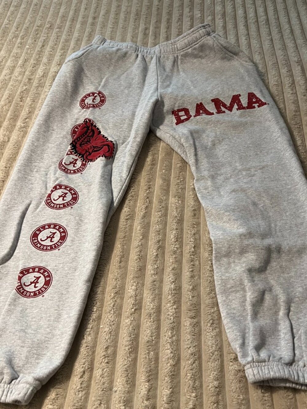 TRAVIS SCOTT x MITCHELL NESS UNIVERSITY OF ALABAMA SWEATPANTS-ADULT MEDIUM-EUC!